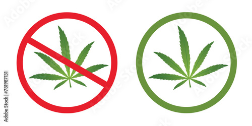 cannabis forbidden and allowed sign vector illustration