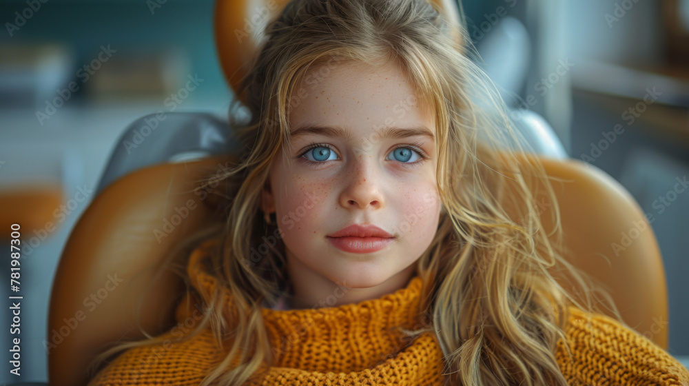 Little girl sitting in the dentists office. Little girl sitting in the dentists office.