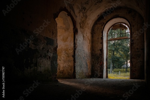 Old fortress with arch concrete walls