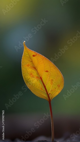 vibrant green leaf with red edges, bathed in sunlight. The intricate vein patterns are clearly visible, highlighting the leaf’s delicate structure against a softly blurred multicolored background