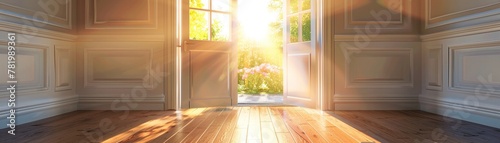 Keys to a new beginning an open door lets in sunshine, the essence of home