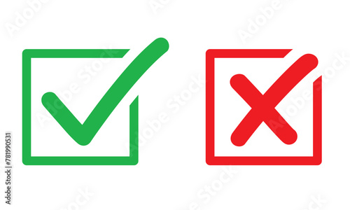 Obraz na płótnie Symboles de questionnaire et de sondage : correct et incorrect, cochés validé et refusé, coche cases vrai et faux - VALIDE CARRE DYNAMIQUE V1 - Illustrations vectorielles w salonie