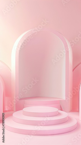 Stand podium wall scene pastel color background, geometric shape for product display presentation