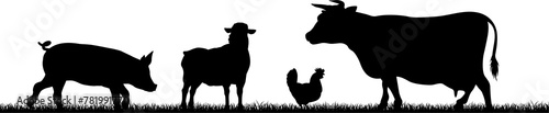 Farm Animals Silhouette Fie...