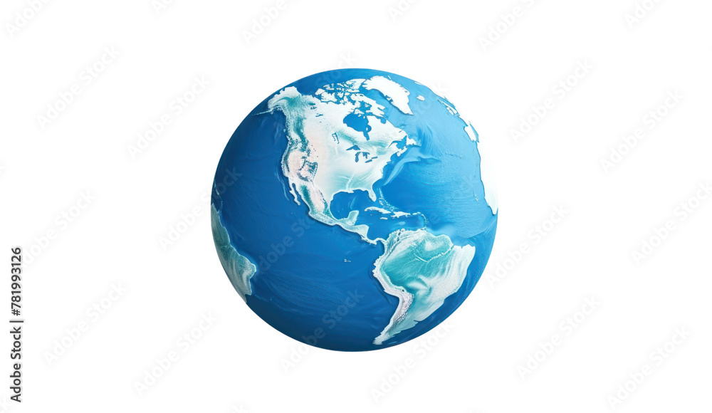 Blue planet earth isolated on transparent and white background.PNG image.