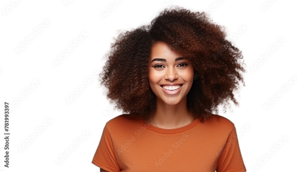 Beautiful african american girl with an afro hairstyle smiling isolated on transparent and white background.PNG image. Beautiful african american girl with an afro hairstyle smiling isolated on transparent and white background.PNG image.