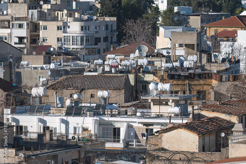 Urban density of Nicosia Old Town: cityscape with buildings
