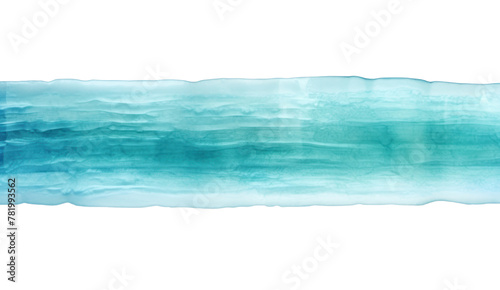 Aquamarine watercolor strip multilayered isolated on transparent and white background.PNG image.