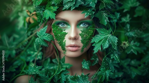 A Beautiful Woman With Moss And Leaves, Background Images , Hd Wallpapers photo
