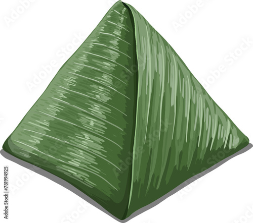 Vector Hand Drawn Illustration Malay dish called Nasi Lemak Bungkus Daun Pisang
