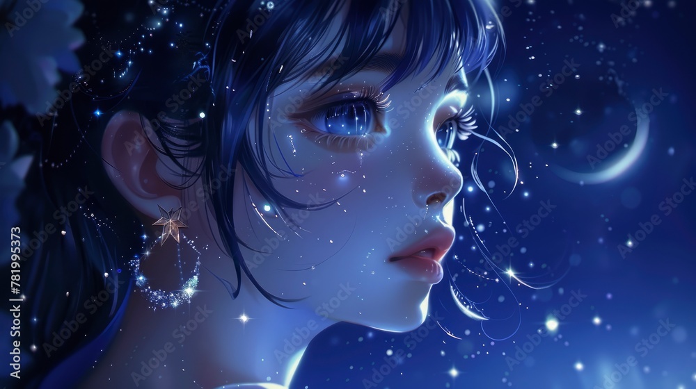 Beautiful Girl With Star Earrings Blue, Background Images , Hd Wallpapers