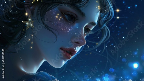 Beautiful Girl With Star Earrings Blue, Background Images , Hd Wallpapers