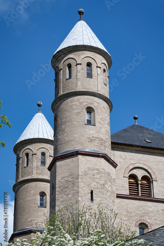 Towers of the early Romanesque church of St. Pantaleon one of the twelve large Romanesque basilicas in Cologne photo