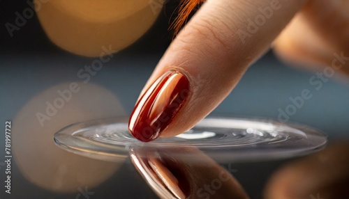 Close-up shot of a thumb pressing against a transparent surface, capturing