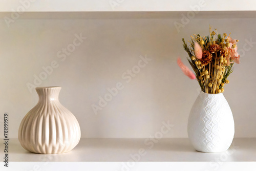 flower vase with dried flowers as decoration in the home