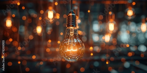 Warm Ambient Light Bulbs Floating with Bokeh Effect