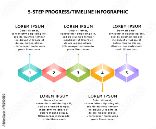 5-Step Geometric Infographic Chart