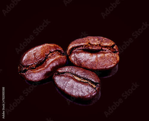 Closeup coffee beans isolate on black background