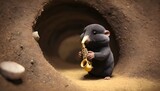 A-Mole-Musician-Playing-A-Tiny-Saxophone-In-The-Bu-