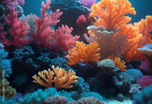 Colorful coral reefs. Underwater scene. Sea or ocean underwater coral reef © Royalty-Free