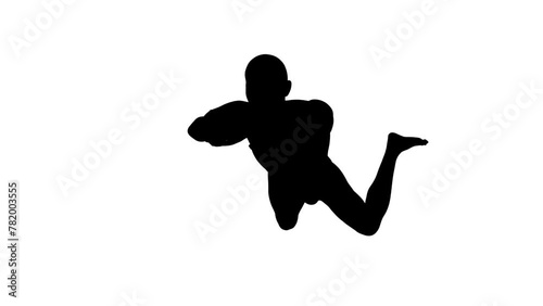 3D Render :  a silhouette male character perform Breaststroke style swimming  with white background, 45 degrees front view
