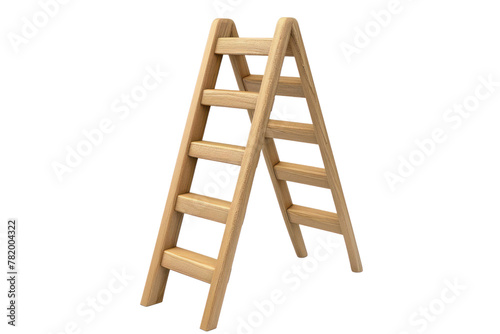 Foldable wooden ladder isolated on white background.