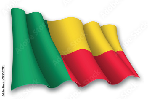 Realistic waving flag of Benin