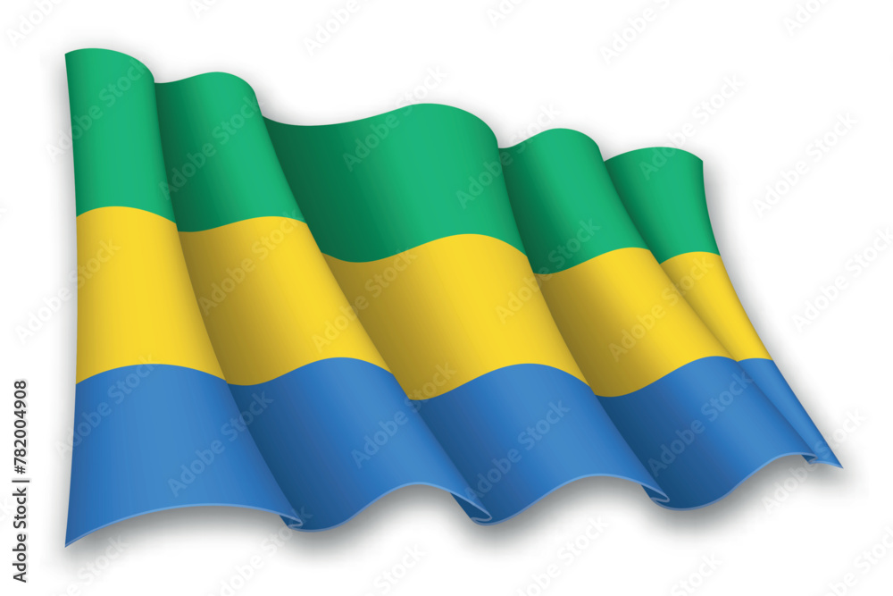 Obraz premium Realistic waving flag of Gabon