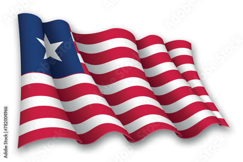 Realistic waving flag of Liberia