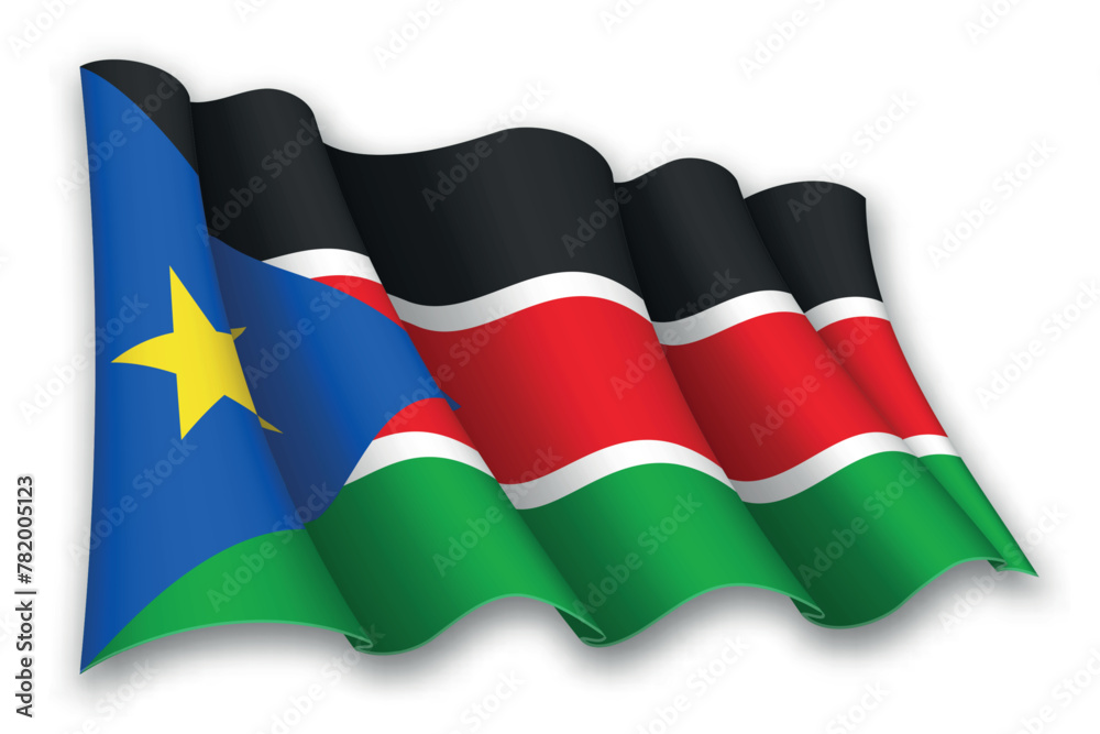 Obraz premium Realistic waving flag of South Sudan