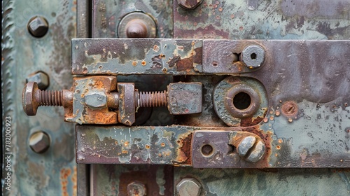 A detailed view of a protected lock mechanism, featuring a uniquely designed latch and hasp for enhanced window and door security