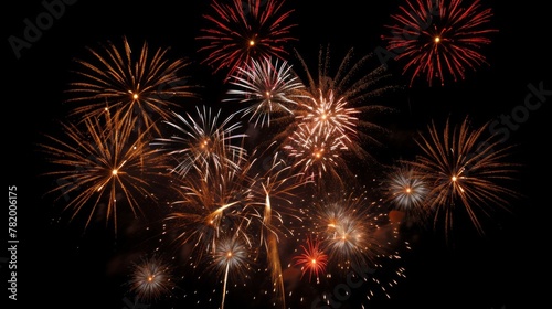 Festive firework salute burst isolated on a black background.