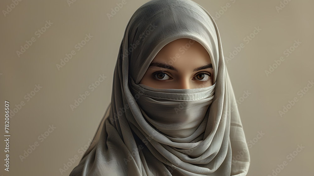 Naklejka premium Close up portrait of young woman wearing a niqab