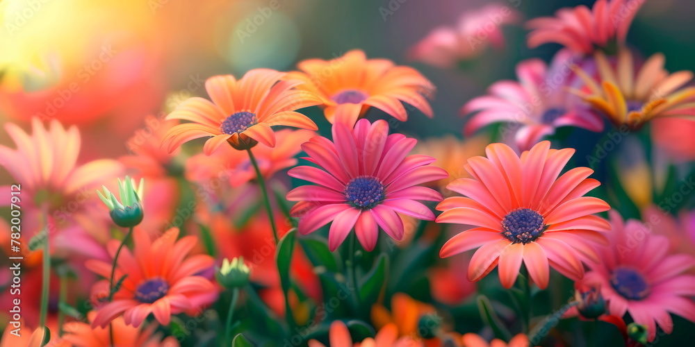 Fototapeta premium A background filled with vibrant and colorful flowers, evoking the beauty and freshness of springtime blooms.