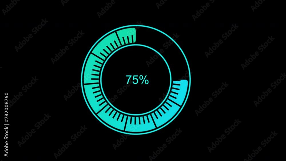 Loading Arc Shaped Progress Bar 4K Animation to 0 - 90% on black background Loading Arc Shaped Progress Bar 4K Animation to 0 - 90% on black background