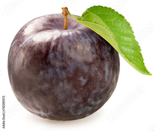Fresh Black Plum isolated on white background, Black Plums fruits on white With work path.