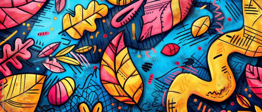 Vibrant Autumn graffiti colorful background
