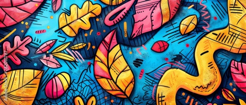 Vibrant Autumn graffiti colorful background
