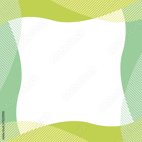 抽象的　ストライプ　正方形　フレーム　緑　黄緑