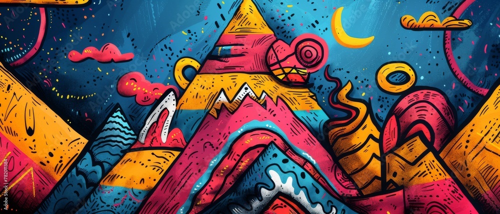 Obraz premium Vibrant pyramid graffiti colorful background