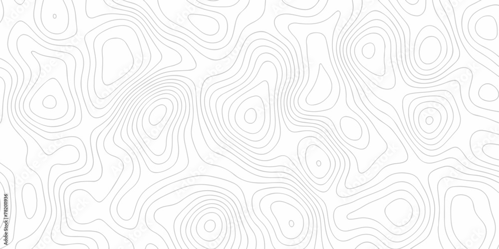 Vector geography landscape Topo contour map on white background, Topographic contour lines. Seamless pattern with lines Topographic map. Geographic mountain relief diagram line wave carve pattern. - obrazy, fototapety, plakaty 