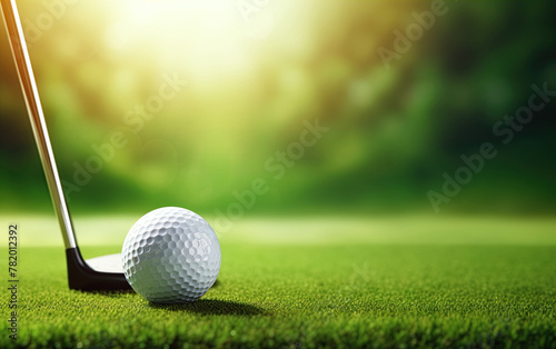Golf club and ball on the course. Ai Generative