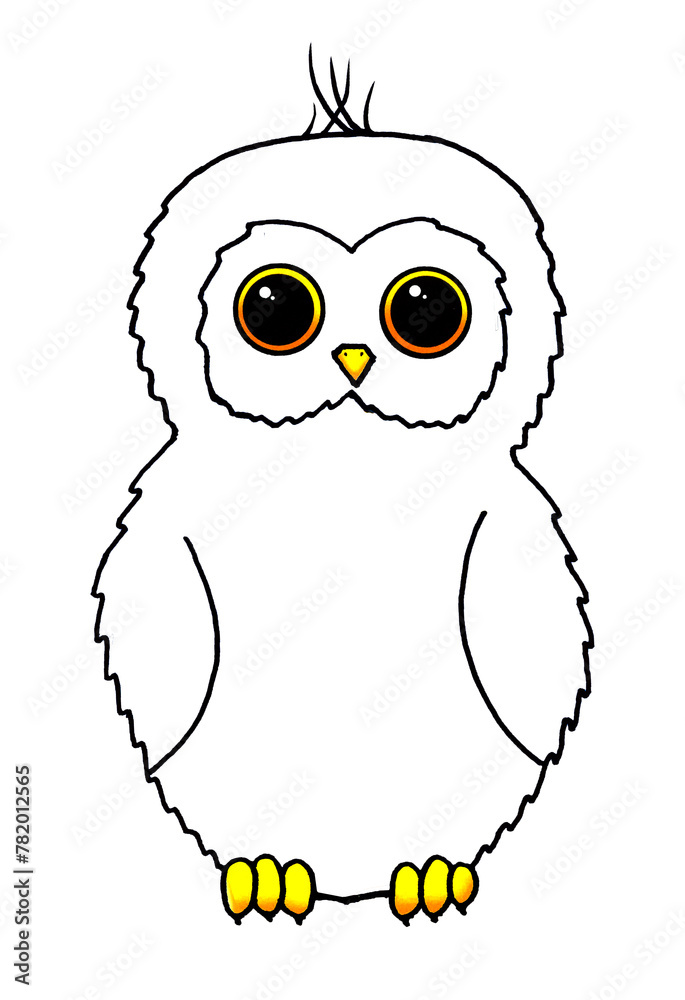 cute owl with big eyes. Children's drawing cute owl with big eyes. Children's drawing