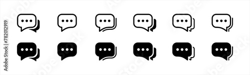 Text Message icon set in line style. Chat message symbol, Chat speech bubble, Social media message sign. Vector illustration