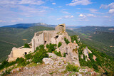Cathar castle Perapertusa, located in Occitania, Pyrenees, France..