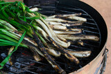 Grilled calsots, traditional Catalan food, Spain..