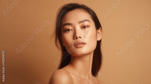 Portrait of beautiful young aisan woman. Beauty fresh skin, cosmetic concept.	