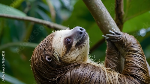 Known for their slow movements and gentle demeanor  sloths spend most of their lives hanging upside down from trees in the rainforest canopy. Their slow metabolism and specialized diet of leaves help 