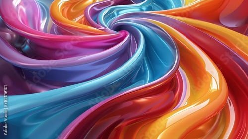 Colorful Abstract Shapes: A 3D vector illustration of swirling, spiraling shapes in a multitude of colors