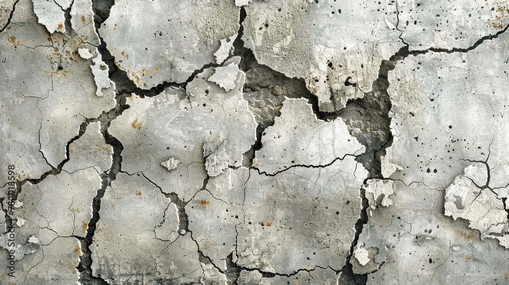 Obraz premium Grunge Patterns: A vector illustration of a cracked concrete wall, showcasing a gritty and urban texture